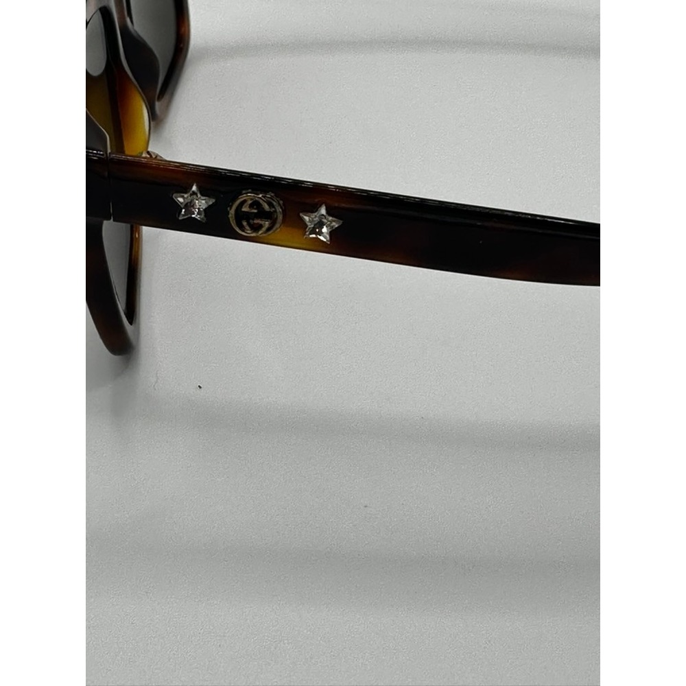 Gucci Tortoise Star Interlocking G Oversized Square Sunglasses GG0208S Brown - Picture 12 of 16